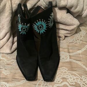Embellished Black Ankle Boots